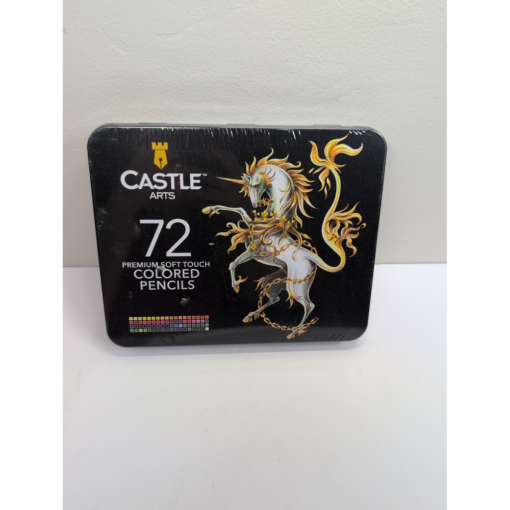 Castle Arts 72 Premium Soft Touch Colored Pencils + Tin Box Factory Sealed NEW